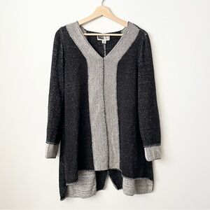 Habitat Women's Knit Tunic Top Sweater Size S Black Gray Oversized Lagenlook